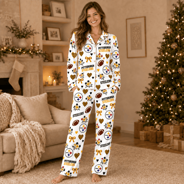 [SPECIAL OFFER] NEW CUSTOMIZED NFL14 PSB PITTSBURGH STEELERS HALLOWEEN LONG PAJAMAS SET