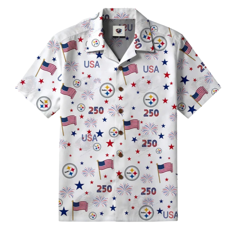 [SPECIAL OFFER] NEW CUSTOMIZED NFL14 PSB PITTSBURGH STEELERS PATRIOTIC 250 USA HAWAIIAN SHIRT