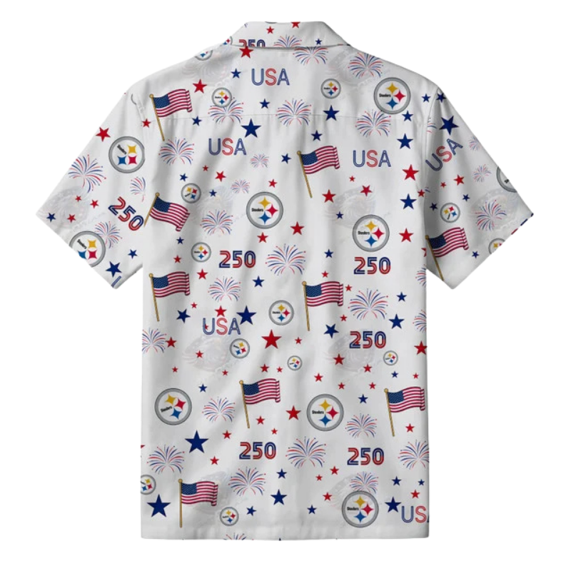 [SPECIAL OFFER] NEW CUSTOMIZED NFL14 PSB PITTSBURGH STEELERS PATRIOTIC 250 USA HAWAIIAN SHIRT