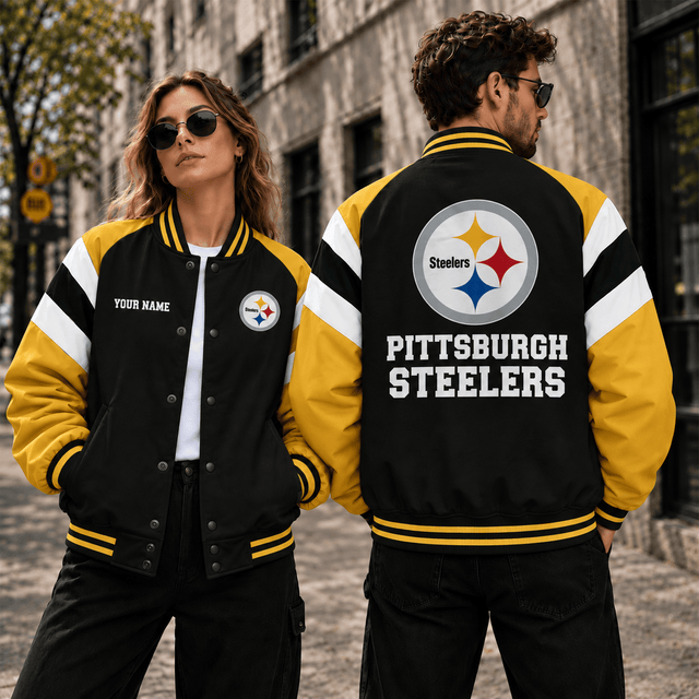 [SPECIAL OFFER] NEW CUSTOMIZED NFL14 PSB PITTSBURGH STEELERS SATIN VARSITY & BASEBALL JACKET