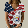 [SPECIAL OFFER] NEW CUSTOMIZED NFL14 PSB PITTSBURGH STEELERS V-NECK FEMALE SHIRT