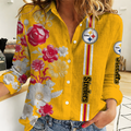 [SPECIAL OFFER] NEW CUSTOMIZED NFL14 PSB PITTSBURGH STEELERS WOMEN CASUAL SHIRT
