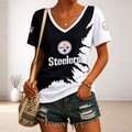 [SPECIAL OFFER] NEW CUSTOMIZED NFL14 PSB PITTSBURGH STEELERS V-NECK FEMALE SHIRT