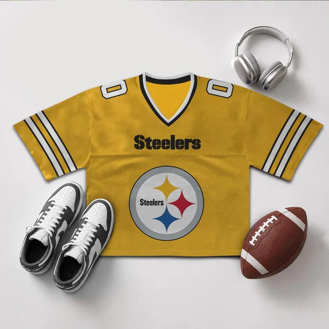 [SPECIAL OFFER] NEW CUSTOMIZED NFL14 PSB PITTSBURGH STEELERS V-NECK JERSEY CROP TOP