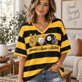 [SPECIAL OFFER] NEW CUSTOMIZED NFL14 PSB PITTSBURGH STEELERS WOMEN'S HEART V-NECK LONG SLEEVE SHIRT