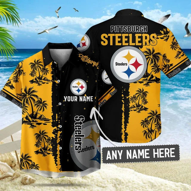 [SPECIAL OFFER] NEW CUSTOMIZED NFL14 PSB PITTSBURGH STEELERS UNISEX HAWAIIAN SHIRT & SHORTS SET