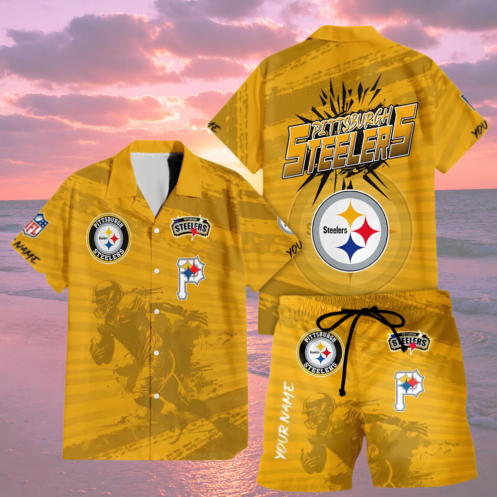 [SPECIAL OFFER] NEW CUSTOMIZED NFL14 PSB PITTSBURGH STEELERS UNISEX HAWAIIAN SHIRT & SHORTS SET