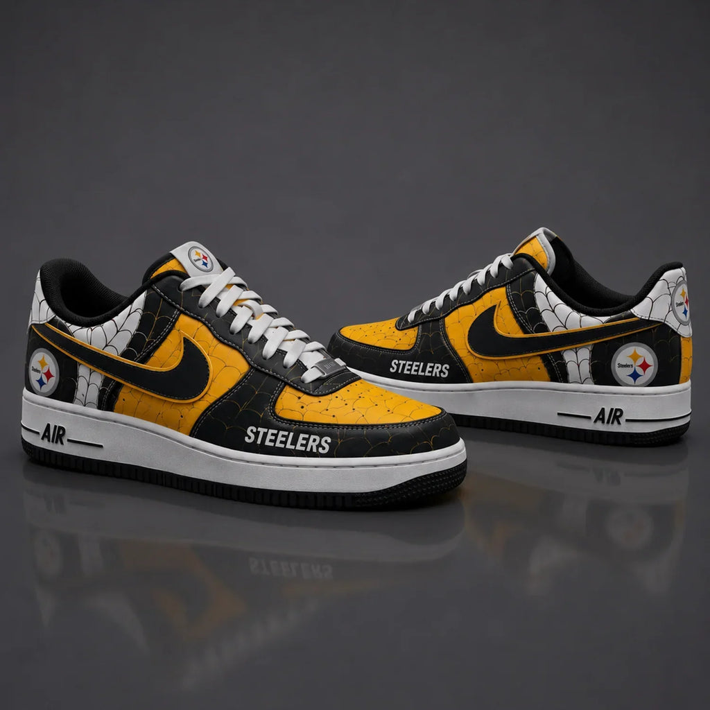 [SPECIAL OFFER] NEW CUSTOMIZED NFL14 PSB PITTSBURGH STEELERS x SPIDER AF1 SHOES