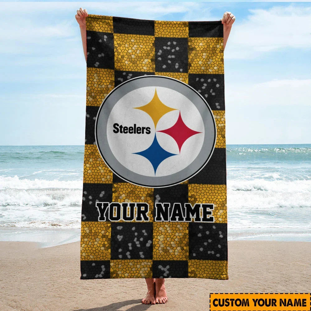 [SPECIAL OFFER] NEW CUSTOMIZED NFL14 PSB PITTSBURGH STEELERS BEACH TOWEL