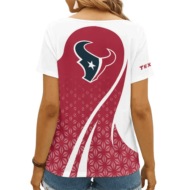 [SPECIAL OFFER] NEW CUSTOMIZED NFL15 HTT HOUSTON TEXANS V-NECK FEMALE SHIRT