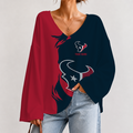 [SPECIAL OFFER] NEW CUSTOMIZED NFL15 HTT HOUSTON TEXANS V NECK LONG SLEEVED CROP TOP