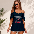 [SPECIAL OFFER] NEW CUSTOMIZED NFL15 HTT HOUSTON TEXANS WOMEN'S STRAPPY OFF-SHOULDER TOP
