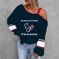 [SPECIAL OFFER] NEW CUSTOMIZED NFL15 HTT HOUSTON TEXANS WOMEN'S OFF-SHOULDER LONG SLEEVE SHIRT