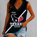 [SPECIAL OFFER] NEW CUSTOMIZED NFL15 HTT HOUSTON TEXANS WOMEN'S V-NECK TANK TOP
