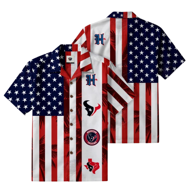 [SPECIAL OFFER] NEW CUSTOMIZED NFL15 HTT HOUSTON TEXANS PATRIOTIC 250 USA HAWAIIAN SHIRT
