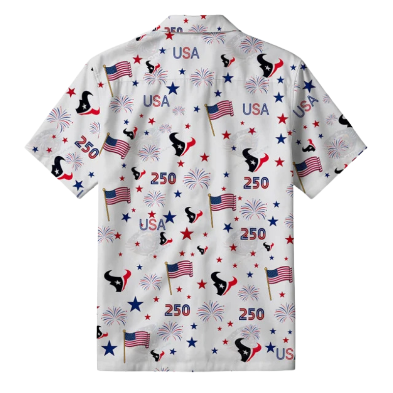 [SPECIAL OFFER] NEW CUSTOMIZED NFL15 HTT HOUSTON TEXANS PATRIOTIC 250 USA HAWAIIAN SHIRT