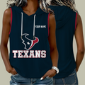 [SPECIAL OFFER] NEW CUSTOMIZED NFL15 HTT HOUSTON TEXANS WOMEN'S SLEEVELESS HOODED POCKET TANK TOP