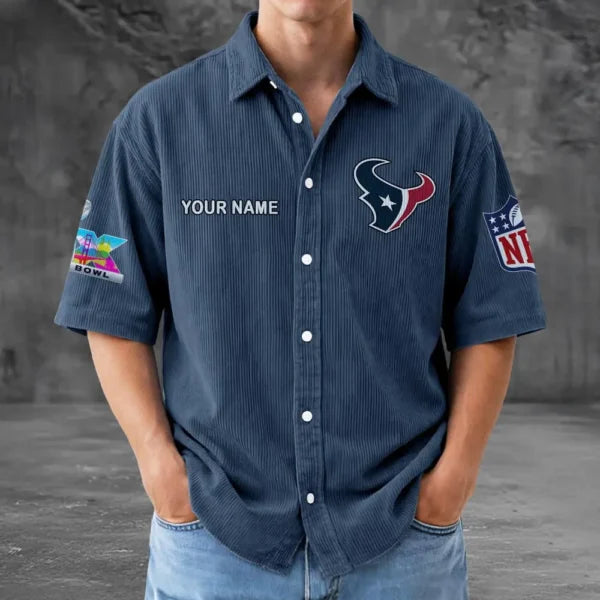 [SPECIAL OFFER] NEW CUSTOMIZED NFL15 HTT HOUSTON TEXANS SEERSUCKER BUTTON SHIRT