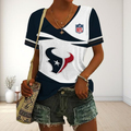 SPECIAL OFFER] NEW CUSTOMIZED NFL15 HTT HOUSTON TEXANS V-NECK FEMALE SHIRT