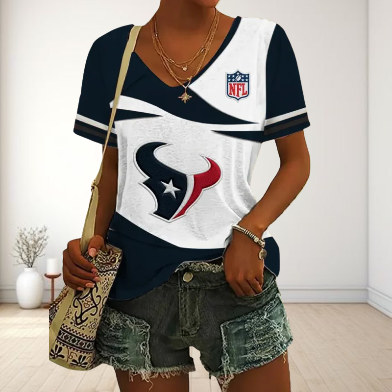 SPECIAL OFFER] NEW CUSTOMIZED NFL15 HTT HOUSTON TEXANS V-NECK FEMALE SHIRT