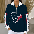 [SPECIAL OFFER] NEW CUSTOMIZED NFL15 HTT HOUSTON TEXANS QUARTER ZIP RIBBED SWEATER