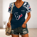 [SPECIAL OFFER] NEW CUSTOMIZED NFL15 HTT HOUSTON TEXANS V-NECK FEMALE SHIRT