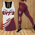 [FAN FAVORITE] NEW CUSTOMIZED NCAA FBS15 VTH VIRGINIA TECH HOKIES HOLLOW TANK TOP & LEGGINGS SET
