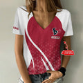 [SPECIAL OFFER] NEW CUSTOMIZED NFL15 HTT HOUSTON TEXANS V-NECK FEMALE SHIRT