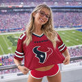 [SPECIAL OFFER] NEW CUSTOMIZED NFL15 HTT HOUSTON TEXANS V-NECK JERSEY CROP TOP