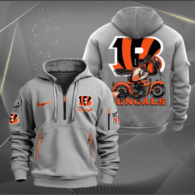 [SPECIAL OFFER] NEW CUSTOMIZED NFL16 CCB CINCINNATI BENGALS MUTICOLOR QUARTER ZIP HOODIE
