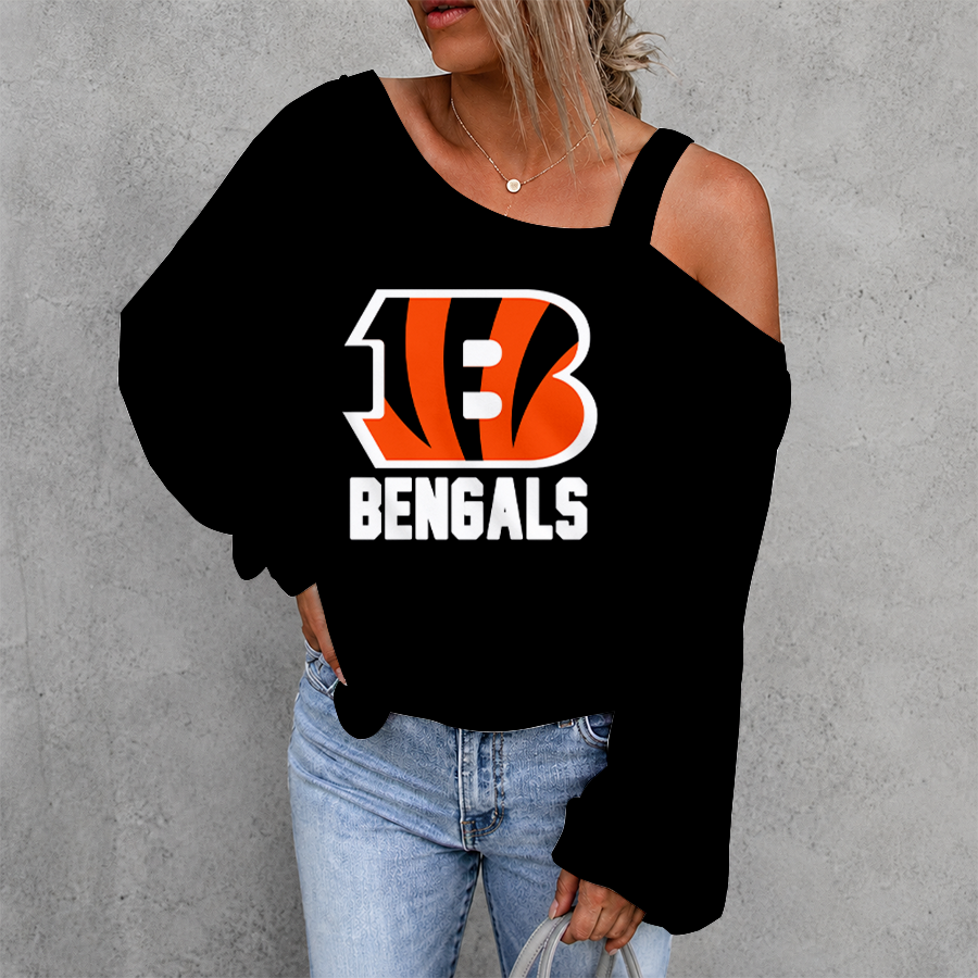 [SPECIAL OFFER] NEW CUSTOMIZED NFL16 CCB CINCINNATI BENGALS WOMEN'S OFF-SHOULDER LONG SLEEVE SHIRT