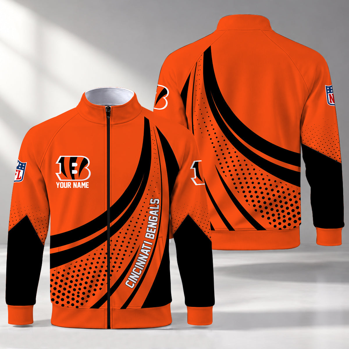 [SPECIAL OFFER] NEW CUSTOMIZED NFL16 CCB CINCINNATI BENGALS STAND COLLAR JACKET