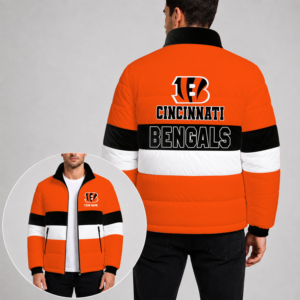 [SPECIAL OFFER] NEW CUSTOMIZED NFL16 CCB CINCINNATI BENGALS PUFFER JACKET