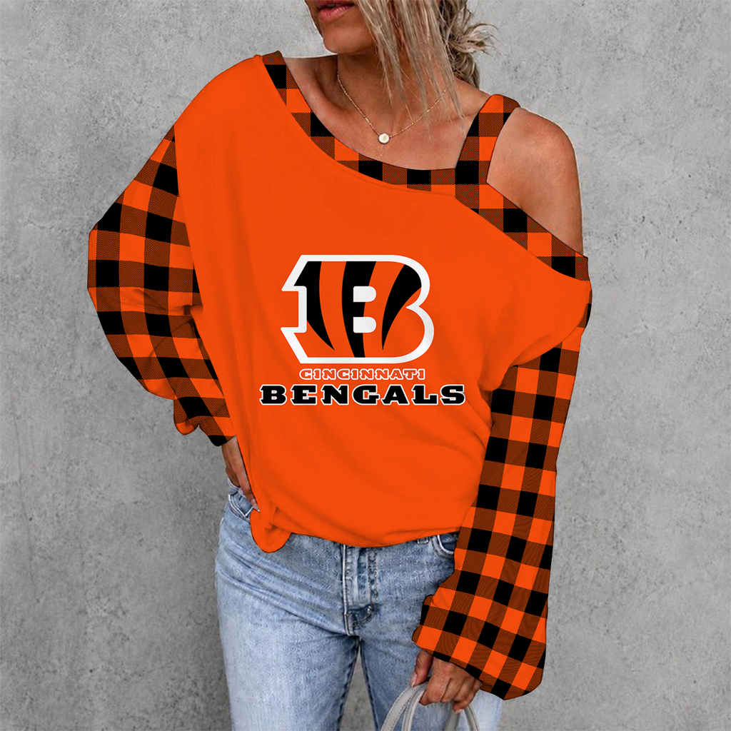 [SPECIAL OFFER] NEW CUSTOMIZED NFL16 CCB CINCINNATI BENGALS WOMEN'S OFF-SHOULDER LONG SLEEVE SHIRT