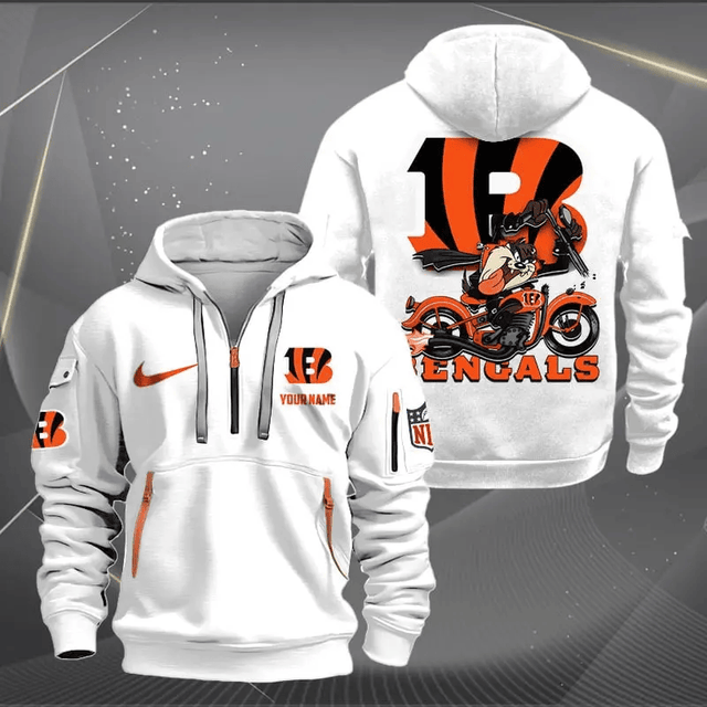 [SPECIAL OFFER] NEW CUSTOMIZED NFL16 CCB CINCINNATI BENGALS MUTICOLOR QUARTER ZIP HOODIE