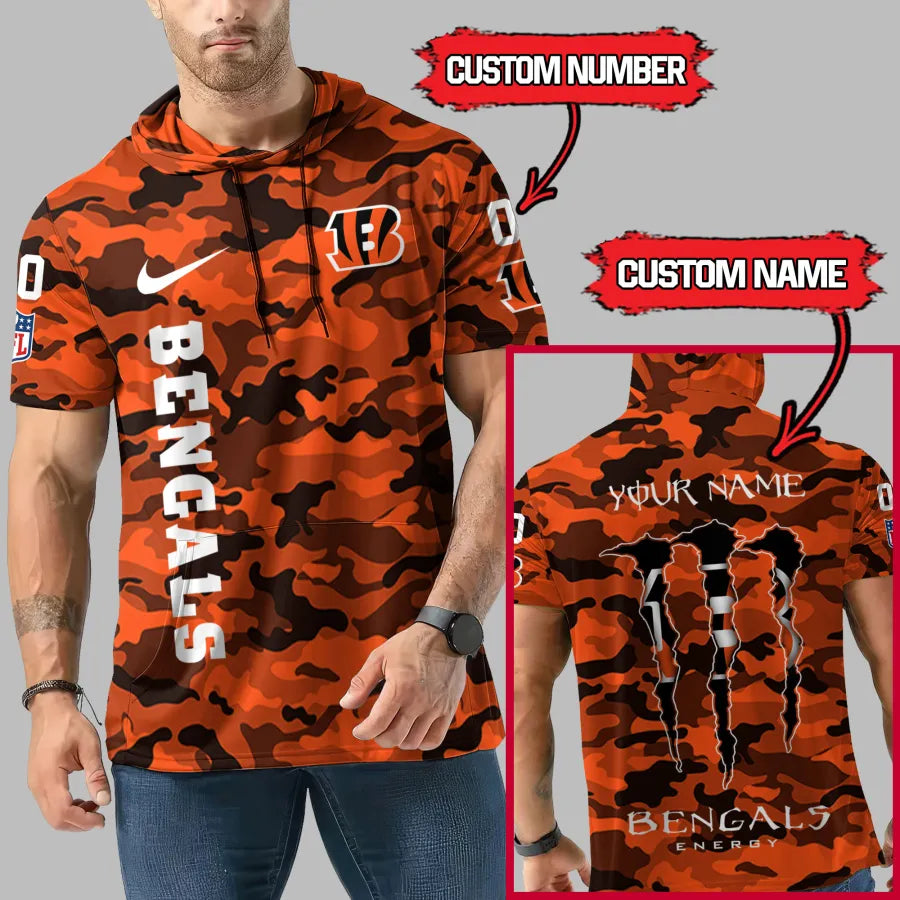 [SPECIAL OFFER] NEW CUSTOMIZED NFL16 CCB CINCINNATI BENGALS SHORT SLEEVE HOODIE