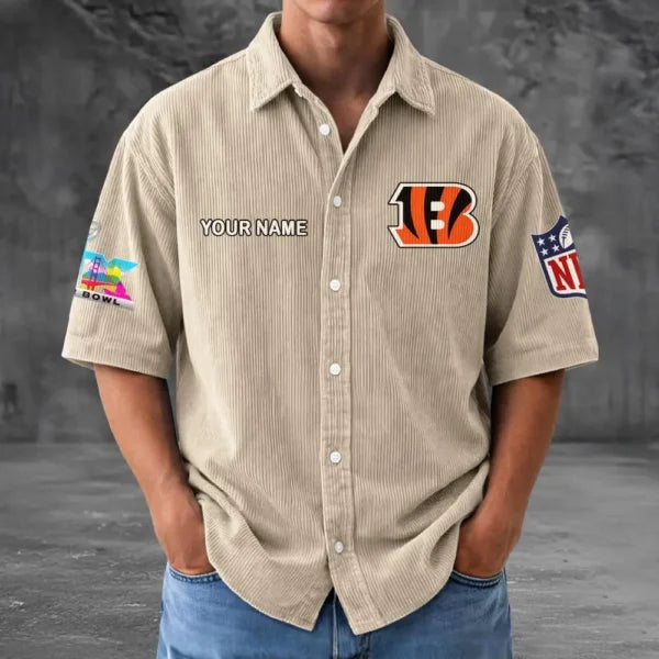 [SPECIAL OFFER] NEW CUSTOMIZED NFL16 CCB CINCINNATI BENGALS SEERSUCKER BUTTON SHIRT