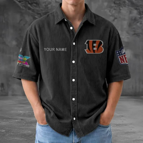 [SPECIAL OFFER] NEW CUSTOMIZED NFL16 CCB CINCINNATI BENGALS SEERSUCKER BUTTON SHIRT