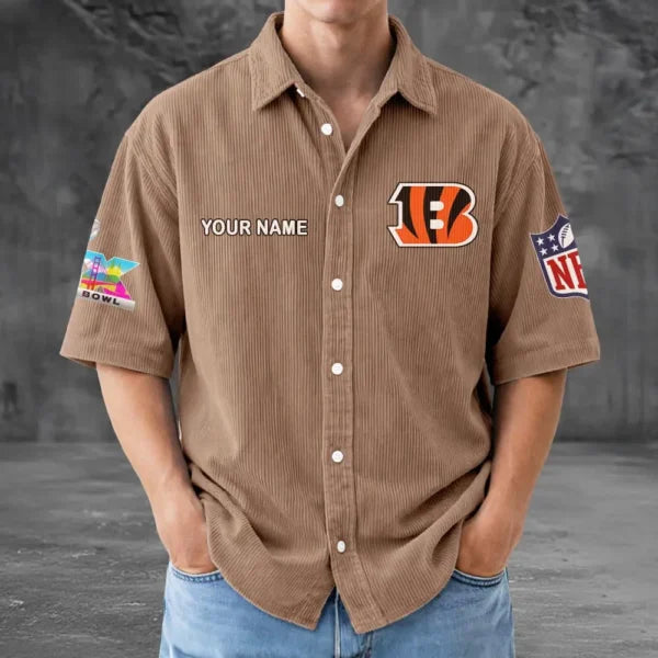 [SPECIAL OFFER] NEW CUSTOMIZED NFL16 CCB CINCINNATI BENGALS SEERSUCKER BUTTON SHIRT