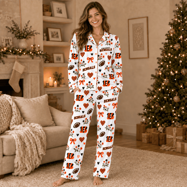 [SPECIAL OFFER] NEW CUSTOMIZED NFL16 CCB CINCINNATI BENGALS HALLOWEEN LONG PAJAMAS SET