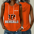 [SPECIAL OFFER] NEW CUSTOMIZED NFL16 CCB CINCINNATI BENGALS WOMEN'S SLEEVELESS HOODED POCKET TANK TOP