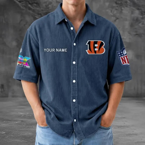 [SPECIAL OFFER] NEW CUSTOMIZED NFL16 CCB CINCINNATI BENGALS SEERSUCKER BUTTON SHIRT