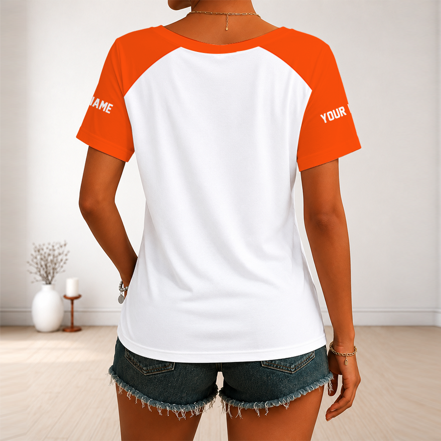 [SPECIAL OFFER] NEW CUSTOMIZED NFL16 CCB CINCINNATI BENGALS V-NECK FEMALE SHIRT