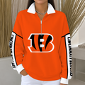 [SPECIAL OFFER] NEW CUSTOMIZED NFL16 CCB CINCINNATI BENGALS QUARTER ZIP RIBBED SWEATER