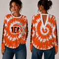 [SPECIAL OFFER] NEW CUSTOMIZED NFL16 CCB CINCINNATI BENGALS WOMEN'S BACK V-CUT LONG-SLEEVE SHIRT
