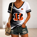 [SPECIAL OFFER] NEW CUSTOMIZED NFL16 CCB CINCINNATI BENGALS V-NECK FEMALE SHIRT