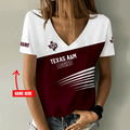 [FAN FAVORITE] NEW CUSTOMIZED NCAA FBS16 TAA TEXAS A&M AGGIES V-NECK FEMALE SHIRT