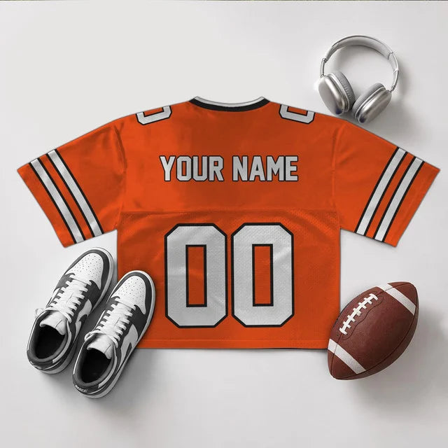 [SPECIAL OFFER] NEW CUSTOMIZED NFL16 CCB CINCINNATI BENGALS V-NECK JERSEY CROP TOP