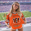 [SPECIAL OFFER] NEW CUSTOMIZED NFL16 CCB CINCINNATI BENGALS V-NECK JERSEY CROP TOP