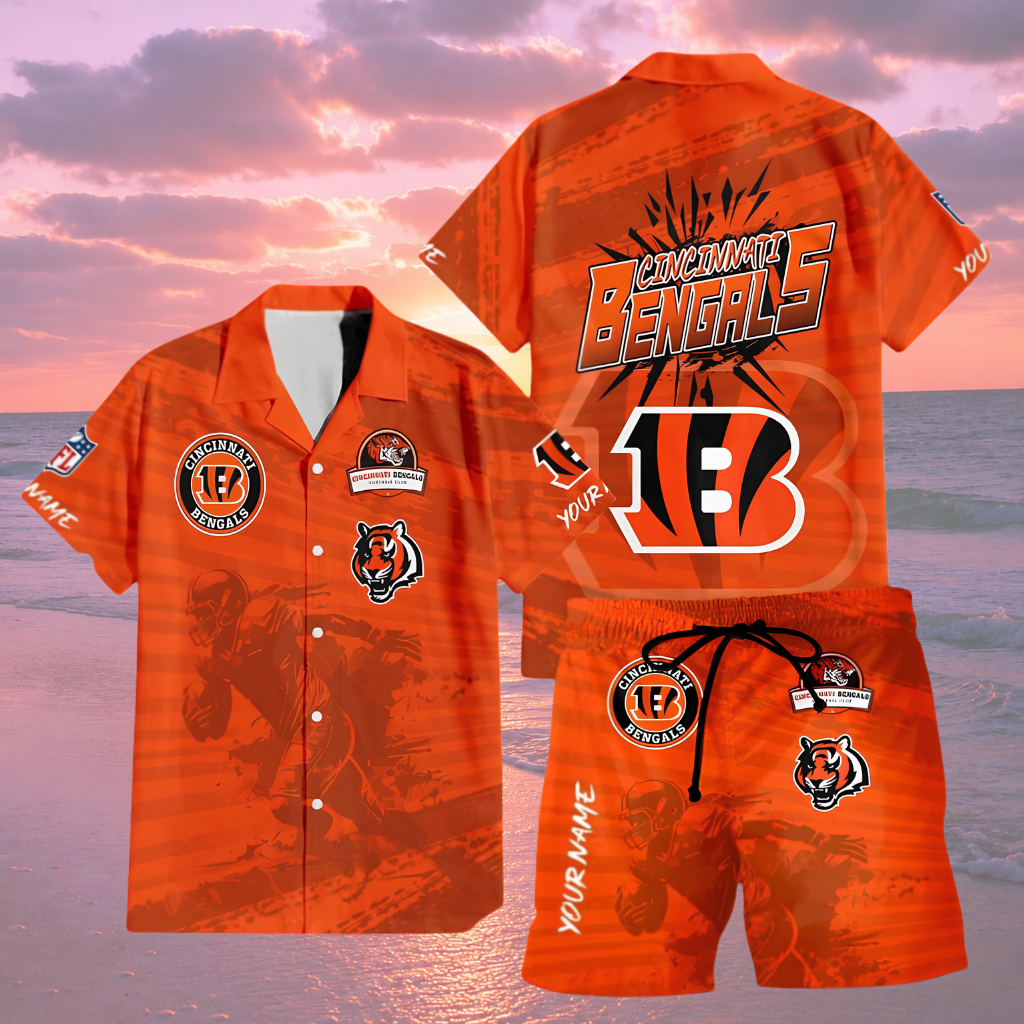 [SPECIAL OFFER] NEW CUSTOMIZED NFL16 CCB CINCINNATI BENGALS UNISEX HAWAIIAN SHIRT & SHORTS SET